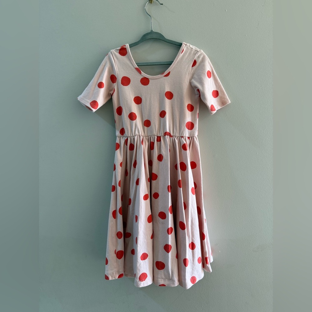 Girls' Red Polka Dot Knit Dress - Short Sleeve